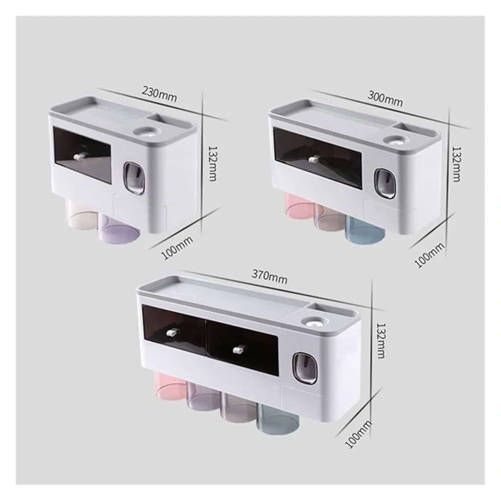 Magnetic Cup Toothbrush Holder with Toothpaste Dispenser | Wall-Mounted | NWOB